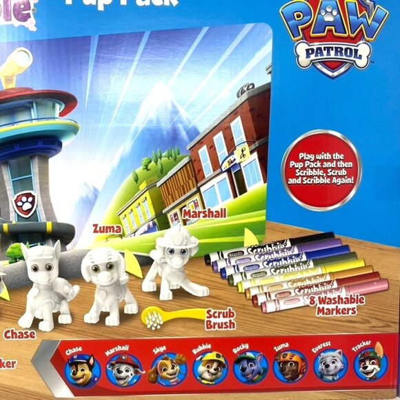 Crayola Scribble Scrubbie PAW Patrol Pup Pack Figues 8 Count Color Wash Toy - Picture 11 of 11